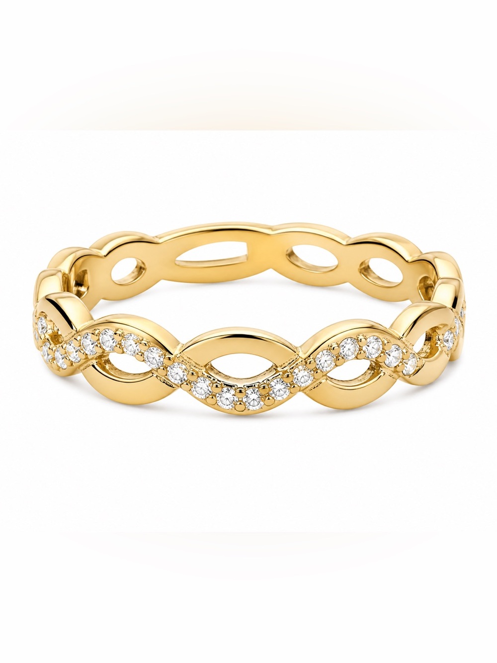 Gold toned Crystal Infinity Link Ring - Women's Jewelry